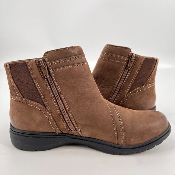 Clarks Collection Carleigh Leather Ankle Boots Women's Size 8 In Mushroom - Picture 12 of 14